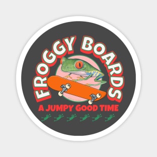 Funny Cute Red Eyed Tree Frog Riding Skateboard Magnet